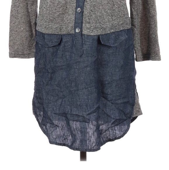 Anthropologie Uncle Frank Shirt Dress Size S Blue Gray Long Sleeve Henley Neck - Picture 7 of 8